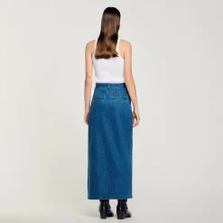Gonna Lunga Glitterata Di Jeans