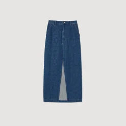 Gonna Lunga Glitterata Di Jeans