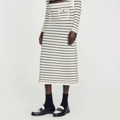 Gonna Midi In Maglia A Righe