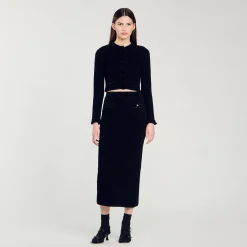 Gonna Midi In Maglia Vellutata