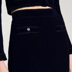 Gonna Midi In Maglia Vellutata