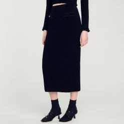 Gonna Midi In Maglia Vellutata