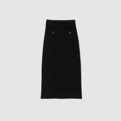 Gonna Midi In Maglia Vellutata