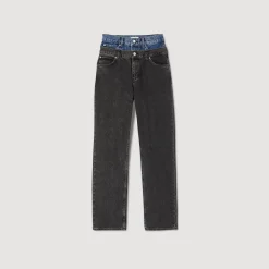 Jeans A Doppia Cintura Bicolore