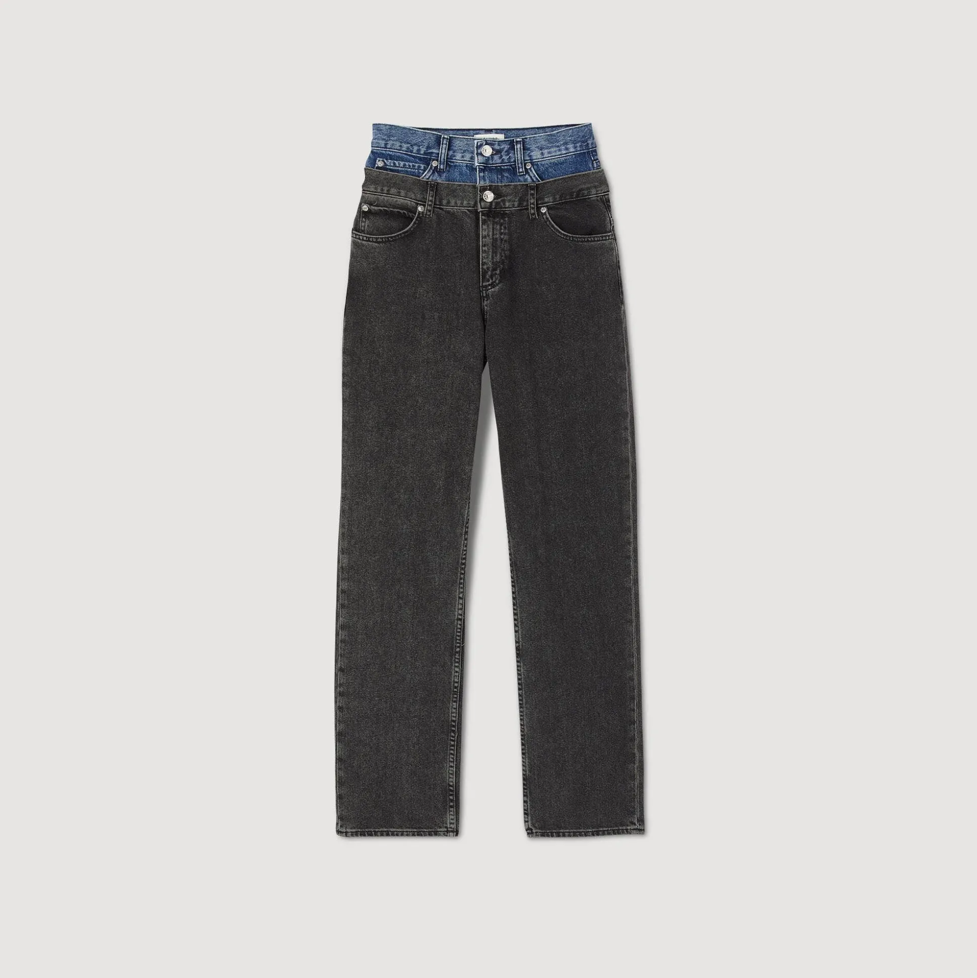 Jeans A Doppia Cintura Bicolore