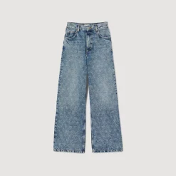 Jeans Larghi Con Cuoricini Glitterati