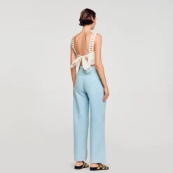 Jeans Larghi Con Sfondo Piega