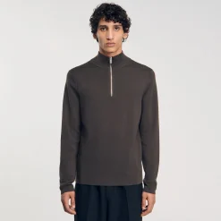 Maglia In Lana Con Collo Con Zip