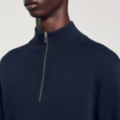 Maglia In Lana Con Collo Con Zip