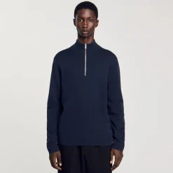 Maglia In Lana Con Collo Con Zip