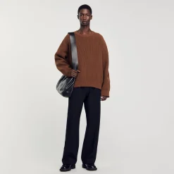 Maglione A Coste In Maglia