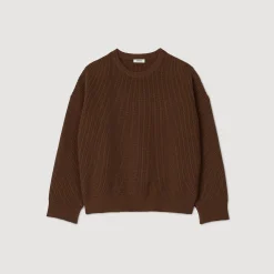 Maglione A Coste In Maglia