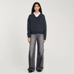Maglione Con Cappuccio Glitterato