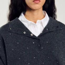 Maglione Con Cappuccio Glitterato