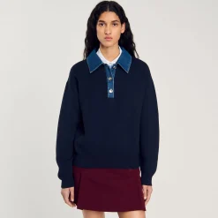 Maglione Con Colletto In Jeans