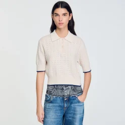 Maglione Corto Con Bordino A Contrasto