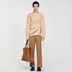 Maglione In Cotone Con Crochet A Spirale
