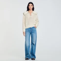 Maglione In Lana Colletto Alla Marinara