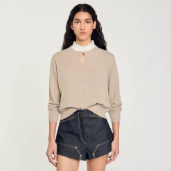 Maglione In Lana E Cashmere Con Volant