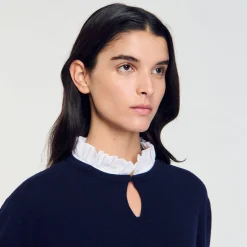 Maglione In Lana E Cashmere Con Volant