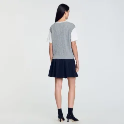 Maglione In Maglia Bimateriale
