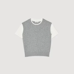 Maglione In Maglia Bimateriale