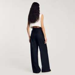 Pantaloni A Righe Con Doppia Vita