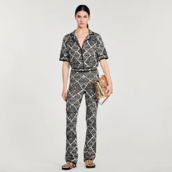 Pantaloni Con Fiori In Jacquard