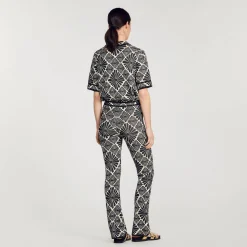 Pantaloni Con Fiori In Jacquard