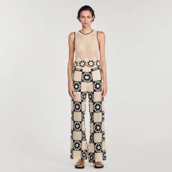 Pantaloni In Maglia Crochet