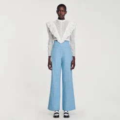 Pantaloni Larghi In Tweed