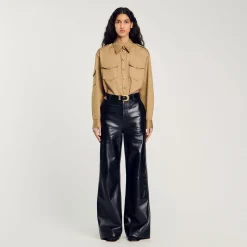 Pantaloni Svasati In Pelle