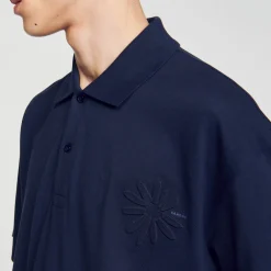 Polo Con Fiore In Cotone