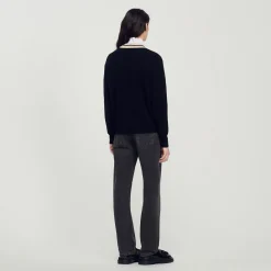 Pullover Con Scollo A V Contrasto