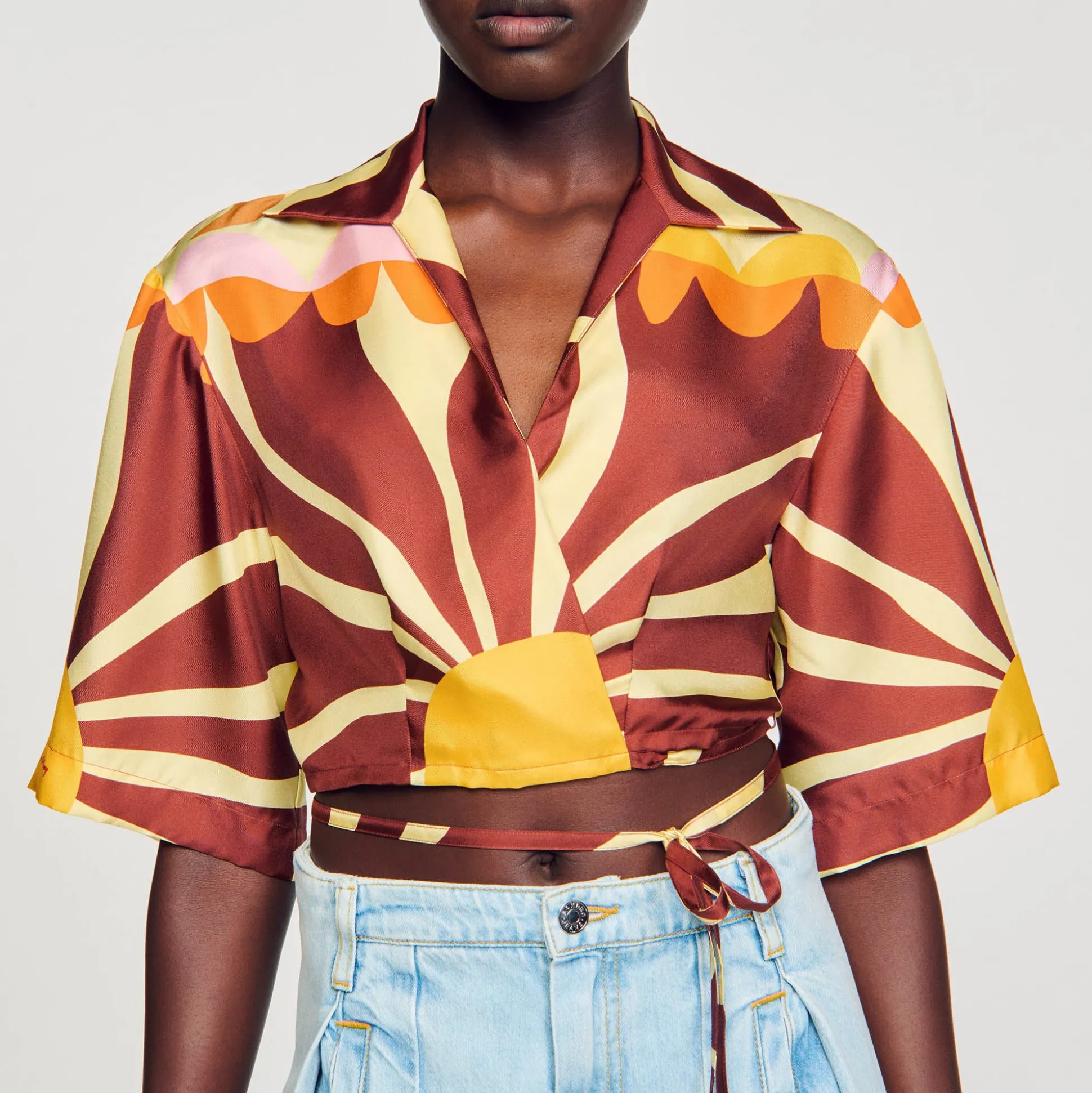 Seta Camicia Corta Con Stampa