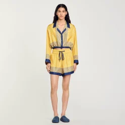 Shorts Fluidi En Seta Con Stampa