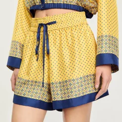Shorts Fluidi En Seta Con Stampa