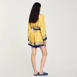 Shorts Fluidi En Seta Con Stampa