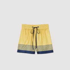 Shorts Fluidi En Seta Con Stampa