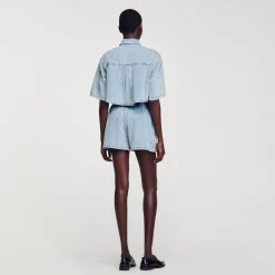 Shorts Larghi In Denim Glitterati
