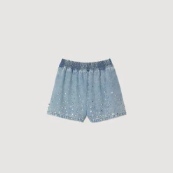 Shorts Larghi In Denim Glitterati