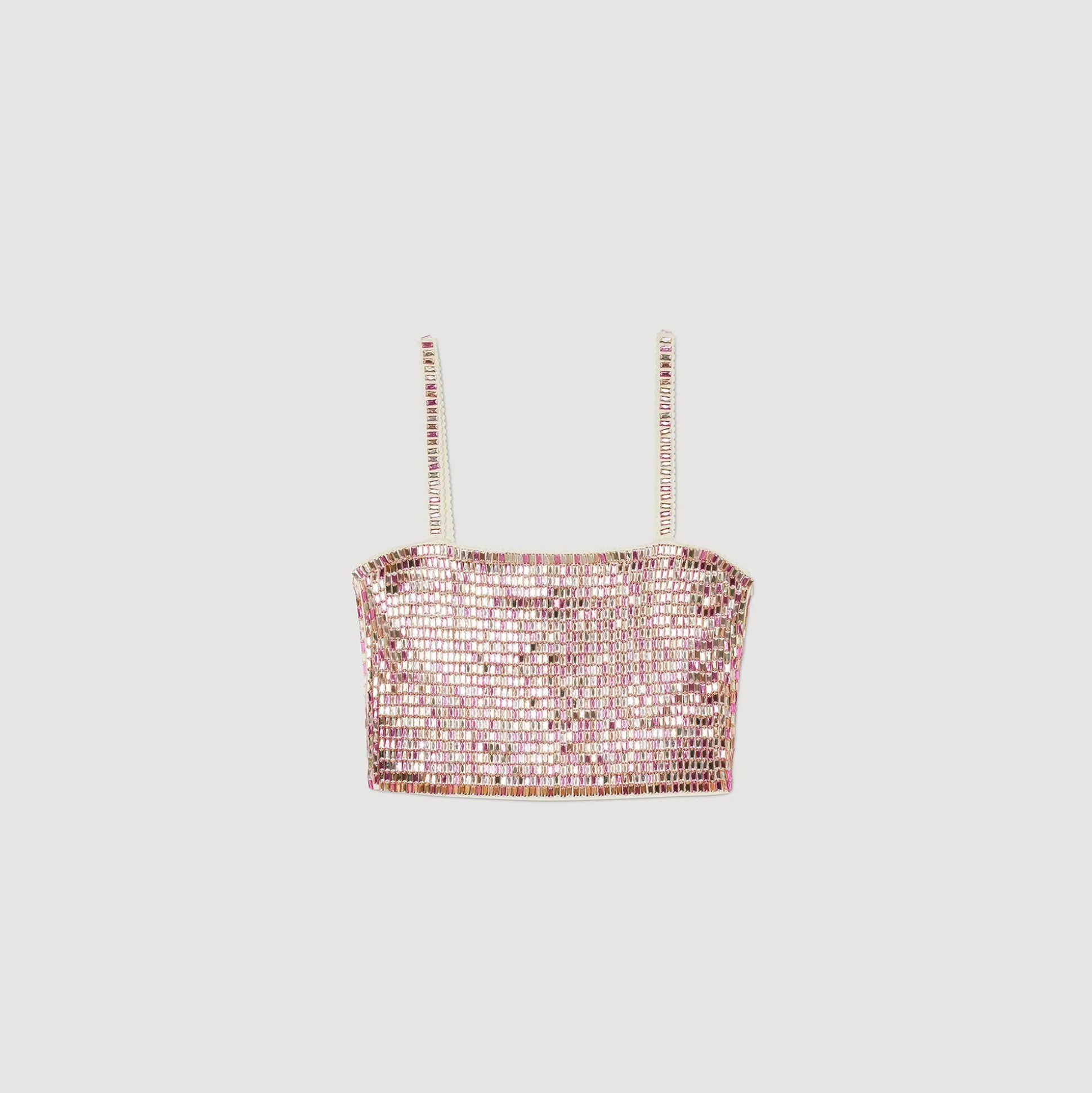 Top Corto Con Perline Decorative