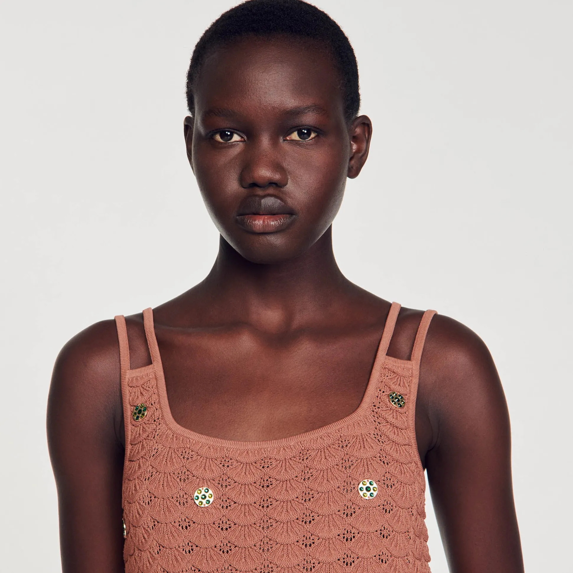 Top Corto In Maglia Con Inserti