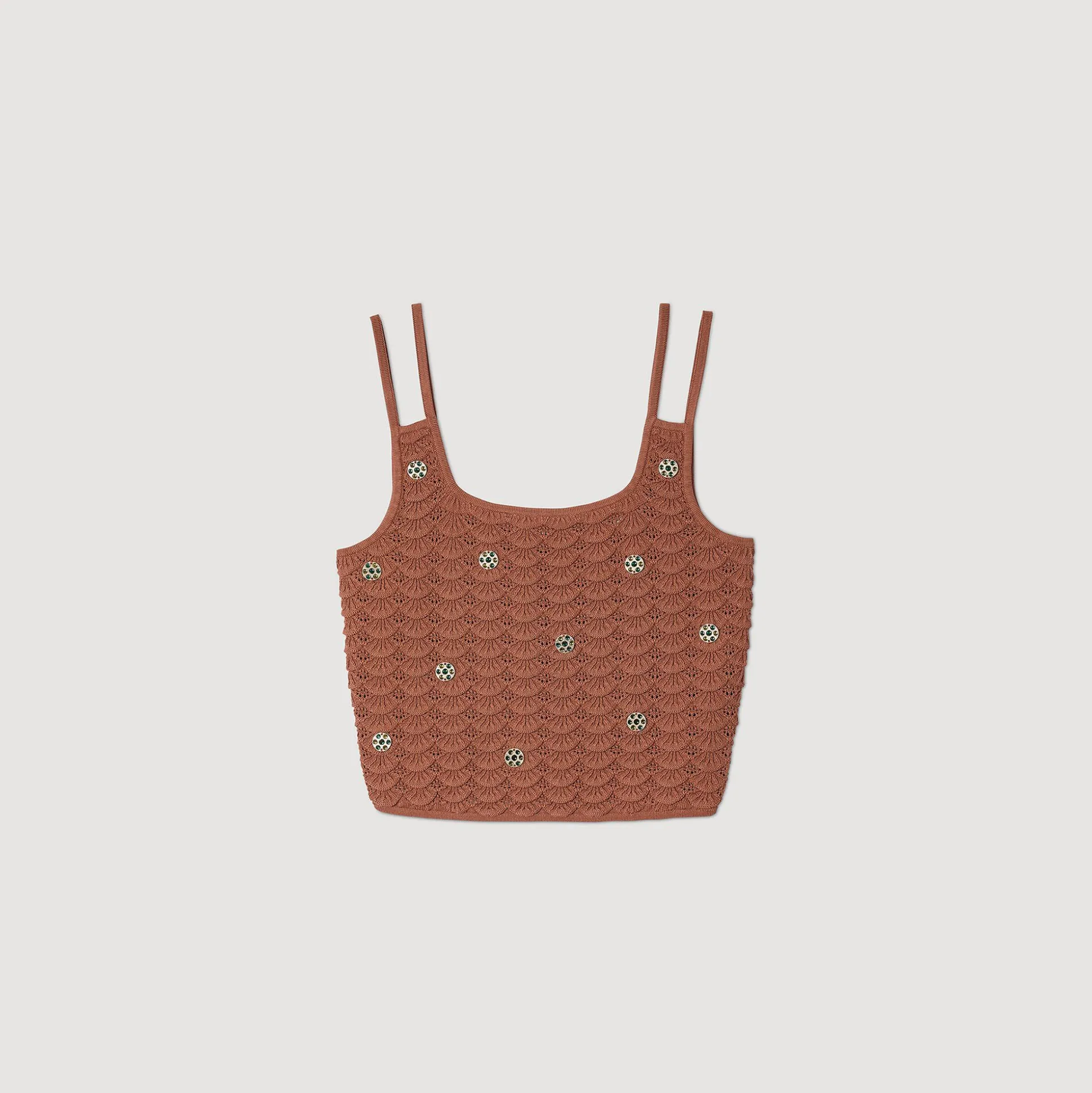 Top Corto In Maglia Con Inserti