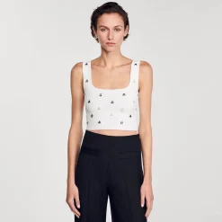 Top In Maglia Decorato Con Charms