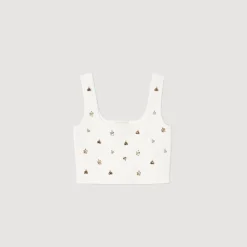 Top In Maglia Decorato Con Charms