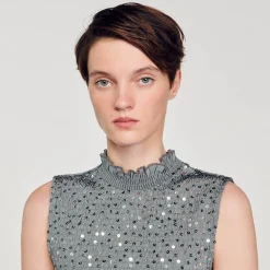 Top In Punto Smock Con Paillettes
