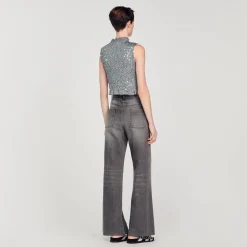 Top In Punto Smock Con Paillettes