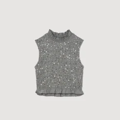 Top In Punto Smock Con Paillettes
