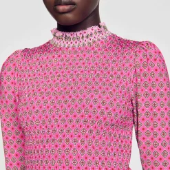 T-shirt A Punto Smock Con Stampa